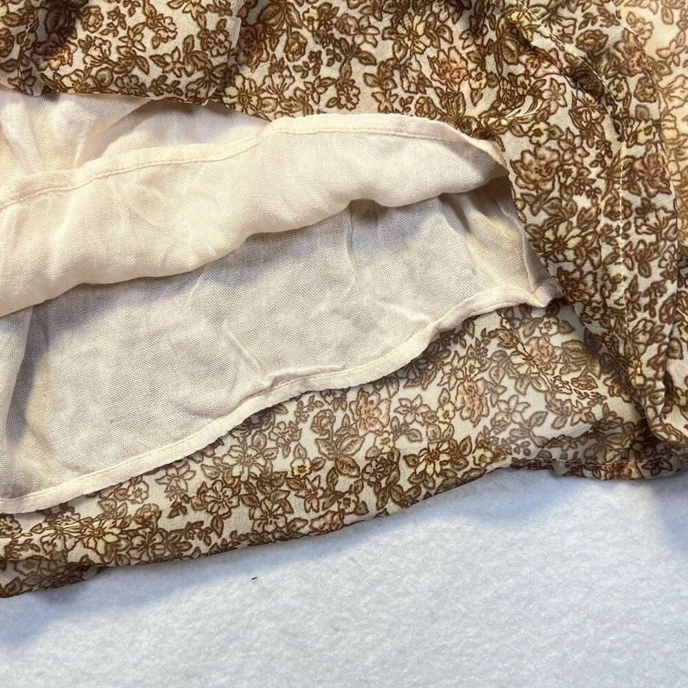 Free People Womens Beige Pennie Floral Ruffle Long Sleeve Mini Dress Size S - Picture 9 of 14